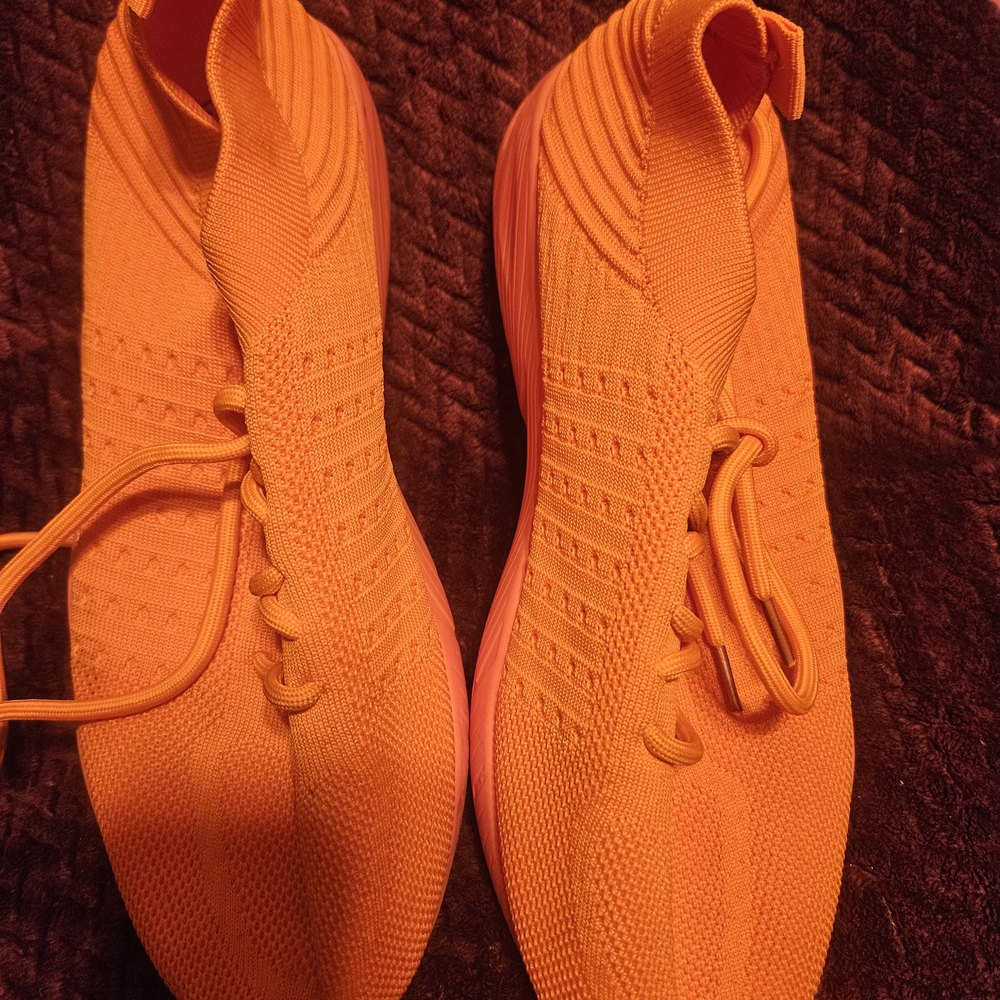 Vibrant Orange Knit Sneakers